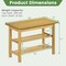 Natural Shoe Rack Bench Rubberwood 3-Tier Slatted Shelf Shoe Organizer